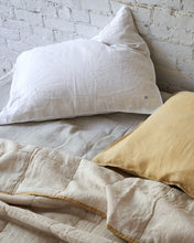 Linen Pillow Case Set - White with Piping