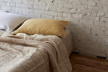 Simple Linen Quilt - Chalk with Ochre binding