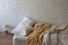 Simple Linen Quilt - Chalk with Ochre binding