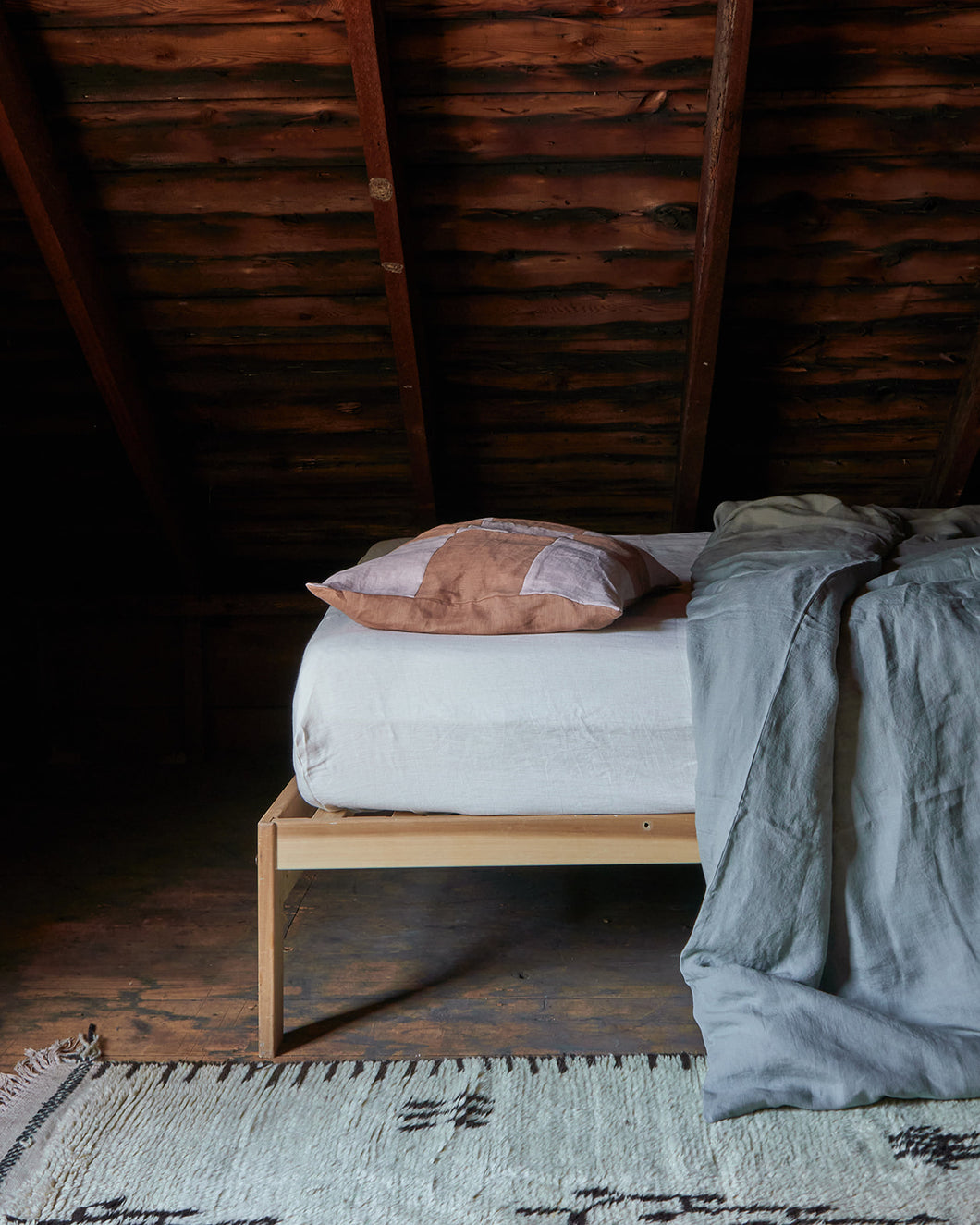 Linen Patchwork Pillow Case - Earth Rose/Blush