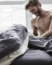 Two Tone Linen Duvet Cover, Dark Grey/Pale Grey