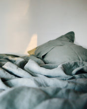 Linen Pillow Case - Pond with Piping