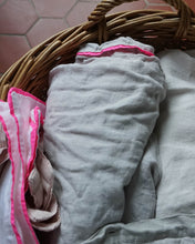 Linen Duvet  Soft Grey with Neon Pink Piping