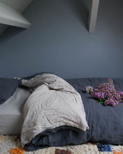 Two Tone Linen Duvet Cover, Dark Grey/Pale Grey