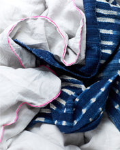 Linen Duvet  Soft Grey with Neon Pink Piping