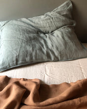 Linen Pillow Case - Pond with Piping