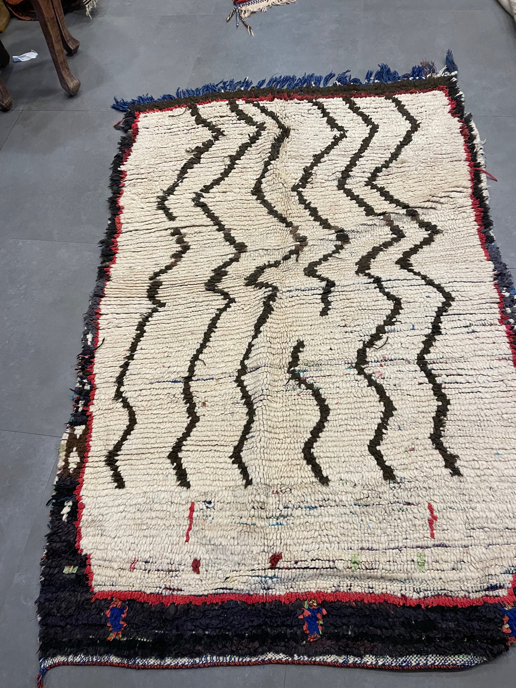 Vintage Azilal Moroccan Rug, Red Border
