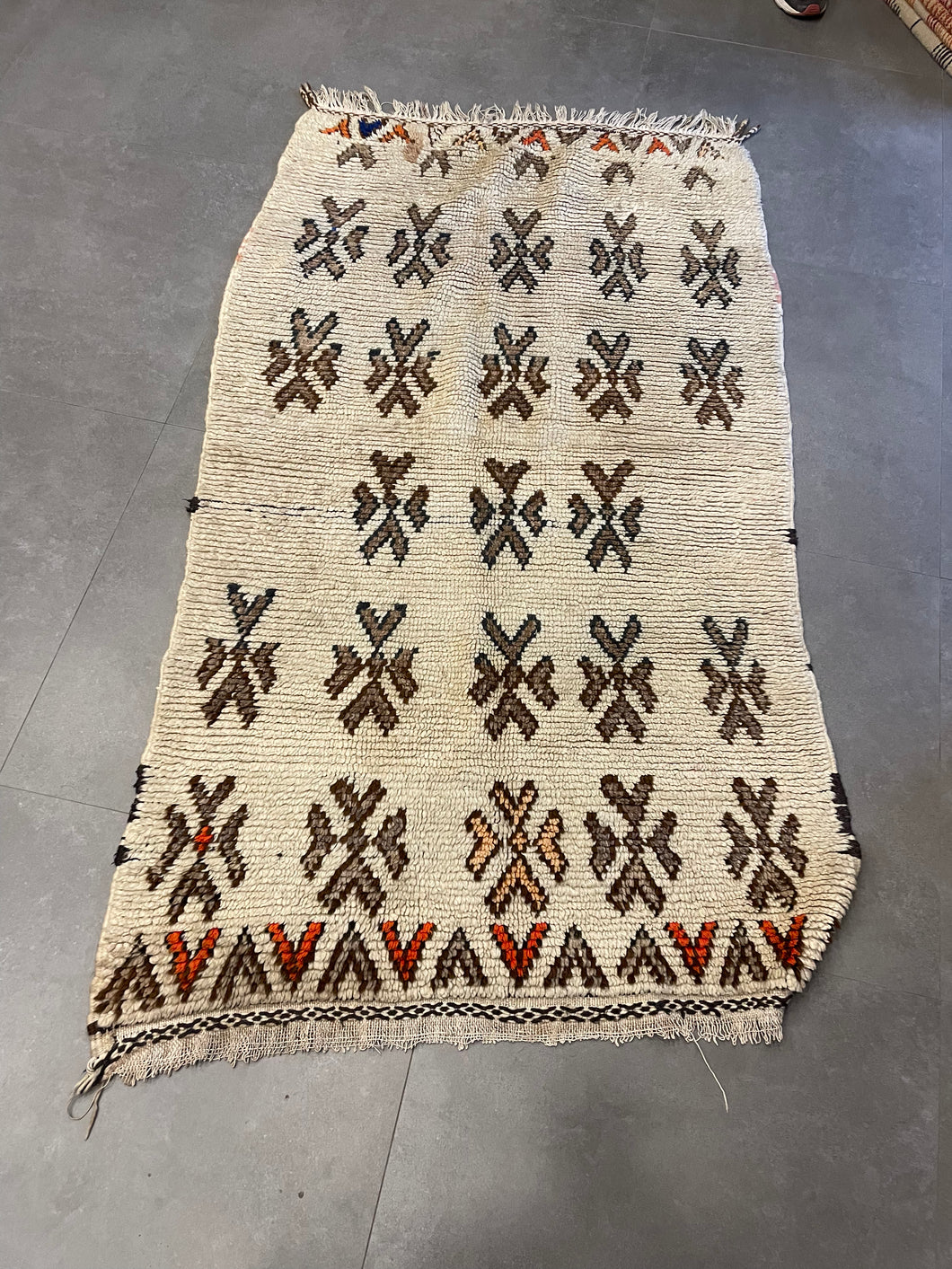 Vintage Moroccan Rug, V Border