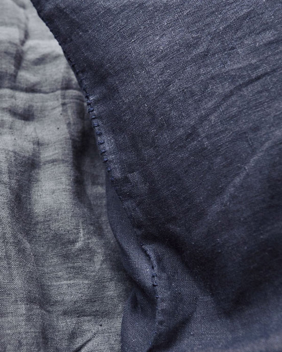 Linen Pillow Cases - Indigo with Stitching