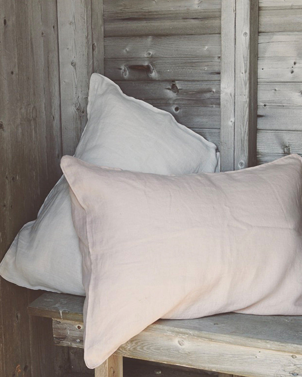 Linen Pillow Case - Blush with Piping