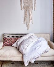 Two-Tone Linen Duvet - Chalk/White with piping
