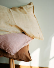 Linen Pillow Case - Ochre with Piping