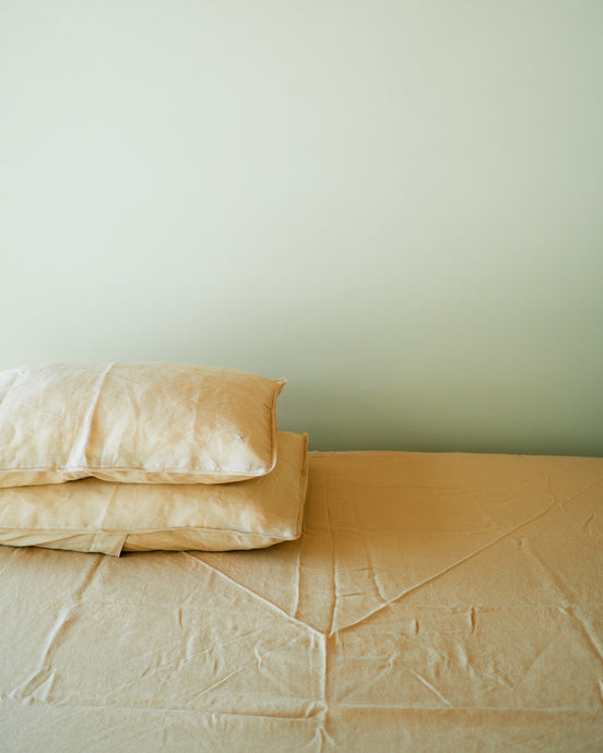 Linen Pillow Case - Ochre with Piping