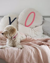 Round Chalk Pillow with Pink "0"