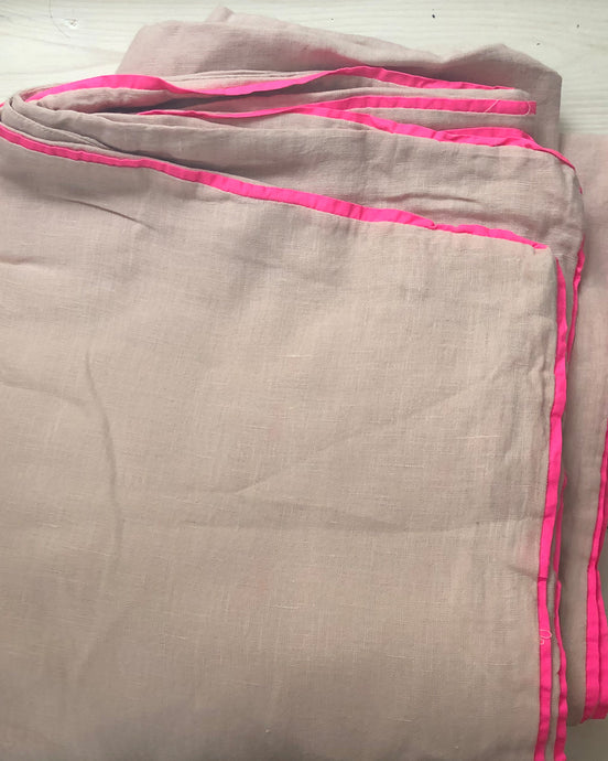 SALE Linen Blush Duvet with Pink Piping